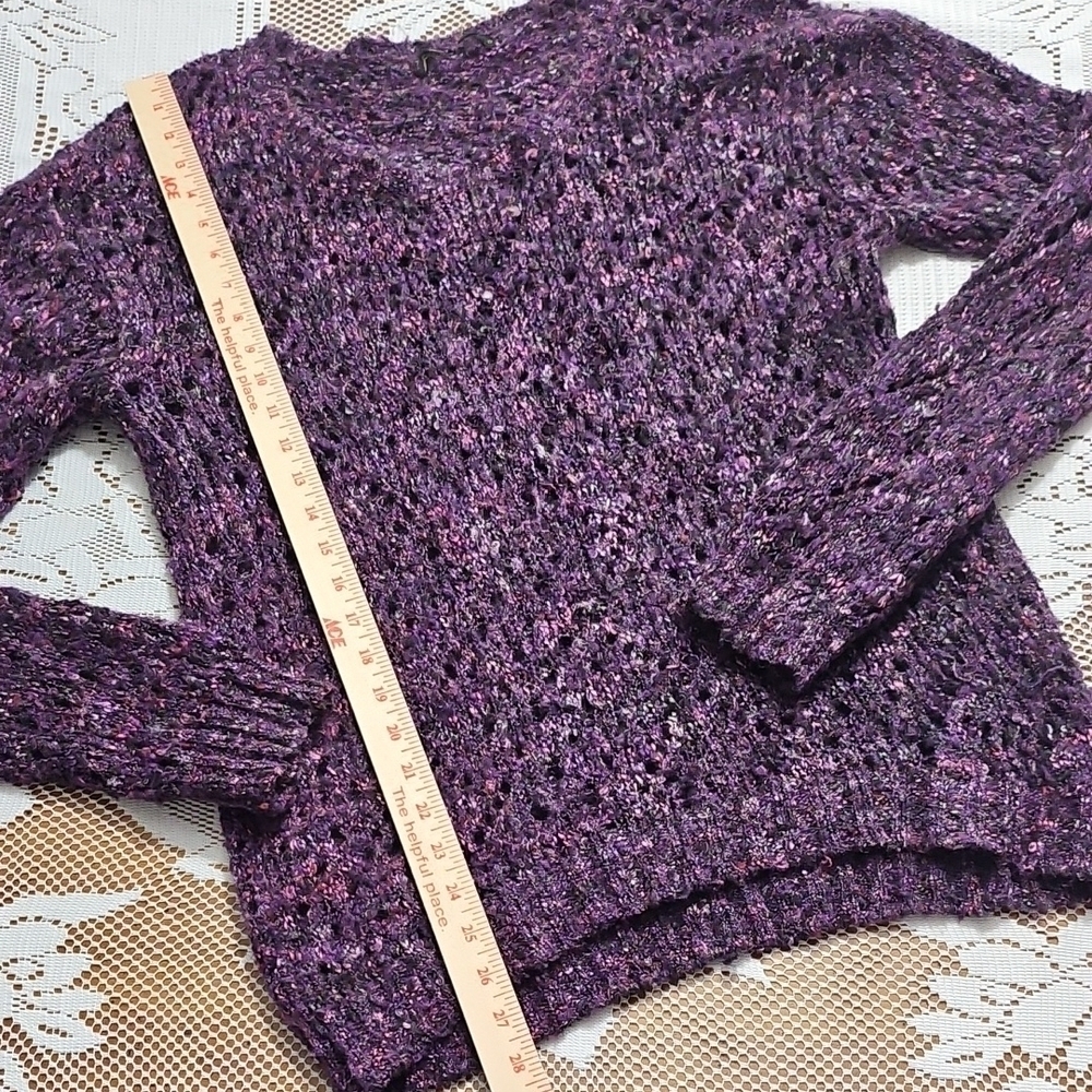 Purple Open Knit Women's Sweater - Picture 4 of 8